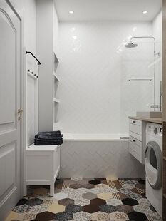 Фото № 2: Дизайн-проект четырехкомнатной квартиры 80.9  м² Скандинавский стиль для ЖК Московский