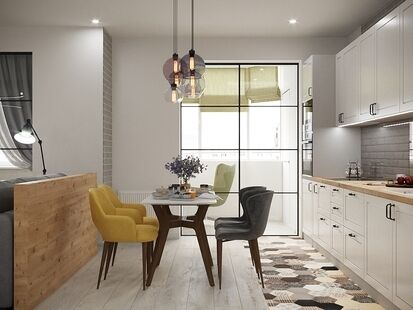 Фото № 5: Дизайн-проект четырехкомнатной квартиры 80.9  м² Скандинавский стиль для ЖК Московский