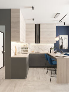 Фото № 4: Дизайн-проект однокомнатной квартиры 38.8  м² стиль Модернизм для ЖК Лучи