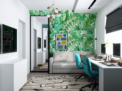 Фото № 2: Дизайн-проект четырехкомнатной квартиры 139.49  м² Стиль Эклектика для двухэтажного дома