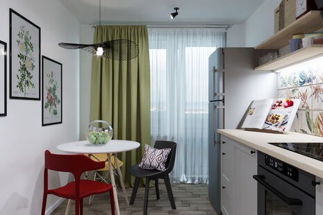 Фото № 1: Дизайн-проект однокомнатной квартиры 34.93  м² Скандинавский стиль для ЖК Московский