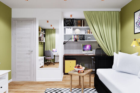 Фото № 5: Дизайн-проект однокомнатной квартиры 34.93  м² Скандинавский стиль для ЖК Московский