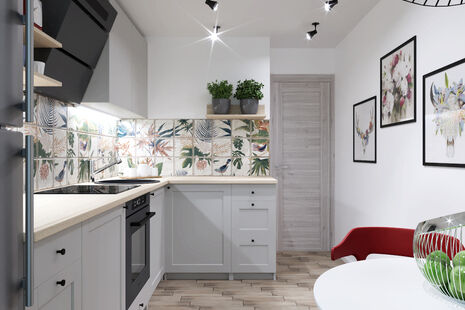 Фото № 3: Дизайн-проект однокомнатной квартиры 34.93  м² Скандинавский стиль для ЖК Московский