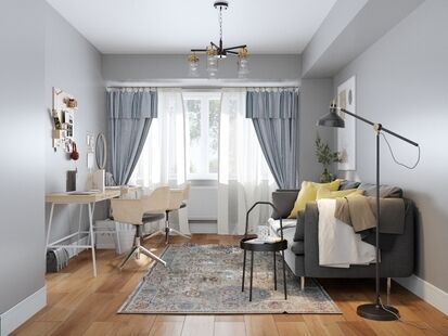 Фото № 1: Дизайн-проект однокомнатной квартиры 27.89  м² Современный стиль для ЖК Московский