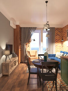 Фото № 5: Дизайн-проект трехкомнатной квартиры 70.91  м² Стиль Эклектика для ЖК ЗИЛ АРТ