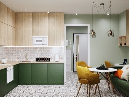 Фото № 4: Дизайн-проект трехкомнатной квартиры 41.9  м² Скандинавский стиль для ЖК Новый Петергоф