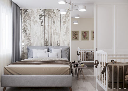 Фото № 1: Дизайн-проект двухкомнатной квартиры 46.67  м² Современный стиль для ЖК Московский