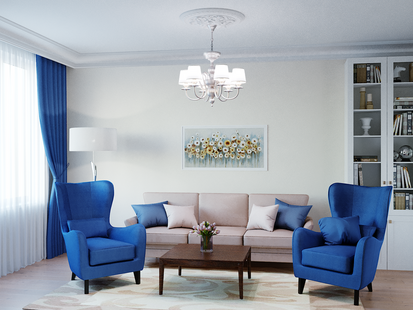 Фото № 6: Дизайн-проект двухкомнатной квартиры 62.3  м² Стиль Американская классика для ЖК Белые ночи