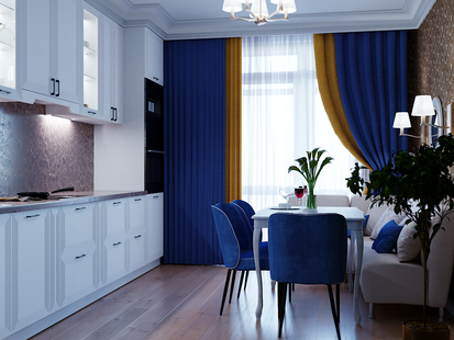 Фото № 2: Дизайн-проект двухкомнатной квартиры 62.3  м² Стиль Американская классика для ЖК Белые ночи