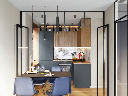 Фото № 2: Дизайн-проект двухкомнатной квартиры 36.38  м² Современный стиль для ЖК Московский