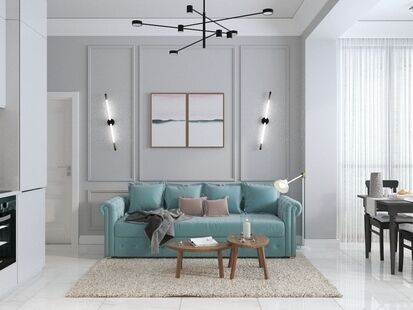 Фото № 5: Дизайн-проект двухкомнатной квартиры 42.58  м² стиль Модернизм для ЖК Московский