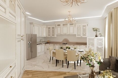 Фото № 5: Дизайн-проект четырехкомнатной квартиры 105.66  м² Стиль Современная классика для ЖК Виноградный