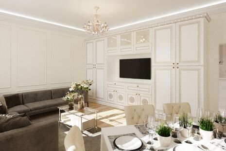 Фото № 3: Дизайн-проект четырехкомнатной квартиры 105.66  м² Стиль Современная классика для ЖК Виноградный