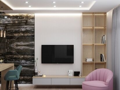 Фото № 6: Дизайн-проект двухкомнатной квартиры 56.71  м² стиль Модернизм для ЖК Московский