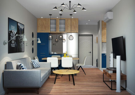 Фото № 6: Дизайн-проект двухкомнатной квартиры 45.83  м² Скандинавский стиль для ЖК в г. Оренбург