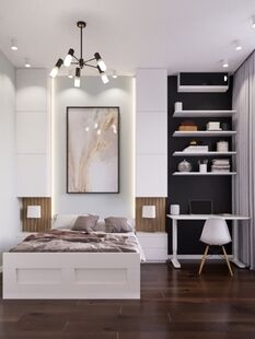 Фото № 1: Дизайн-проект трехкомнатной квартиры 60.31  м² стиль Модернизм для ЖК Ясный