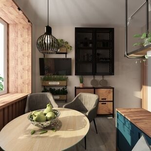 Фото № 3: Дизайн-проект двухкомнатной квартиры 63.6  м² Стиль Эклектика для ЖК Эдельвейс