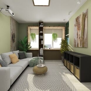 Фото № 2: Дизайн-проект двухкомнатной квартиры 63.6  м² Стиль Эклектика для ЖК Эдельвейс