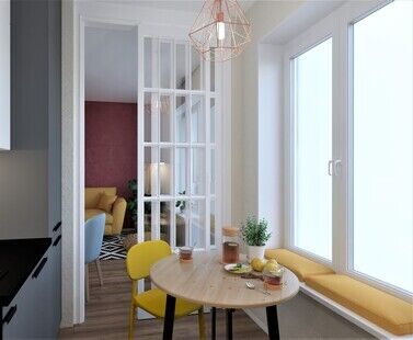 Фото № 4: Дизайн-проект однокомнатной квартиры 38.67  м² Стиль Фьюжн для ЖК Московский