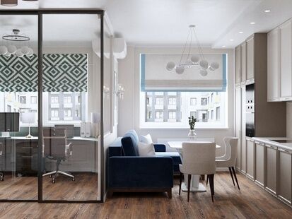 Фото № 3: Дизайн-проект двухкомнатной квартиры 53.01  м² стиль Модернизм для ЖК Москвичка