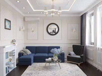 Фото № 1: Дизайн-проект трехкомнатной квартиры 94.1  м² Стиль Американская классика для ЖК Донской Олимп