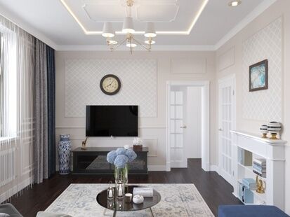 Фото № 2: Дизайн-проект трехкомнатной квартиры 94.1  м² Стиль Американская классика для ЖК Донской Олимп