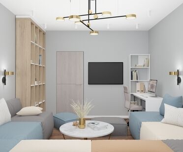 Фото № 5: Дизайн-проект двухкомнатной квартиры 55.27  м² стиль Модернизм для ЖК Новое Марфино