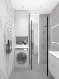 Фото № 4: Дизайн-проект двухкомнатной квартиры 55.27  м² стиль Модернизм для ЖК Новое Марфино