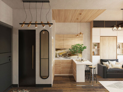 Фото № 6: Дизайн-проект квартиры-студии 28.6  м² Стиль Лофт для ЖК Веллтон Парк