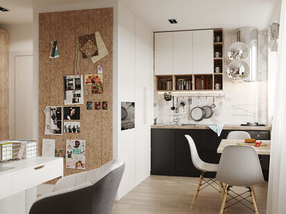 Фото № 1: Дизайн-проект трехкомнатной квартиры 62.9  м² Стиль Эклектика для ЖК Московский