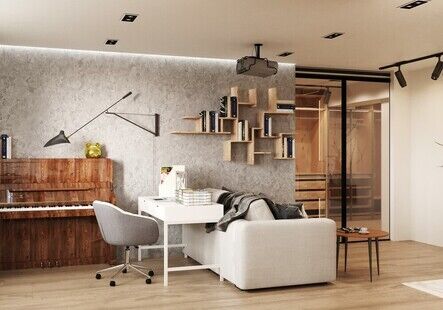 Фото № 2: Дизайн-проект трехкомнатной квартиры 62.9  м² Стиль Эклектика для ЖК Московский