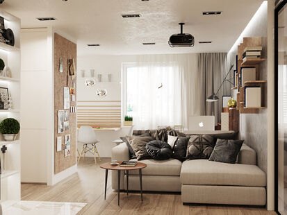 Фото № 6: Дизайн-проект трехкомнатной квартиры 62.9  м² Стиль Эклектика для ЖК Московский