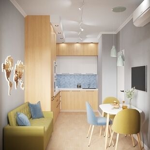 Фото № 6: Дизайн-проект двухкомнатной квартиры 55.2  м² Скандинавский стиль для ЖК Опалиха О3