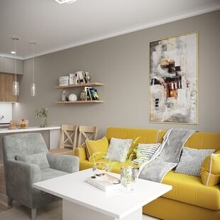 Фото № 5: Дизайн-проект трехкомнатной квартиры 51.64  м² Современный стиль для ЖК Мещерский Лес