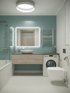 Фото № 4: Дизайн-проект трехкомнатной квартиры 51.64  м² Современный стиль для ЖК Мещерский Лес