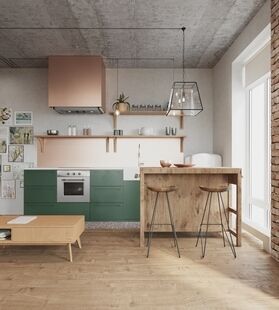 Фото № 3: Дизайн-проект однокомнатной квартиры 37.5  м² Стиль Лофт для ЖК в г. Апрелевка