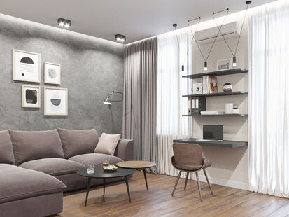 Фото № 5: Дизайн-проект двухкомнатной квартиры 59.2  м² Современный стиль для ЖК в г. Красногорск