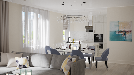 Фото № 1: Дизайн-проект двухкомнатной квартиры 67.75  м² стиль Модернизм для ЖК Московский