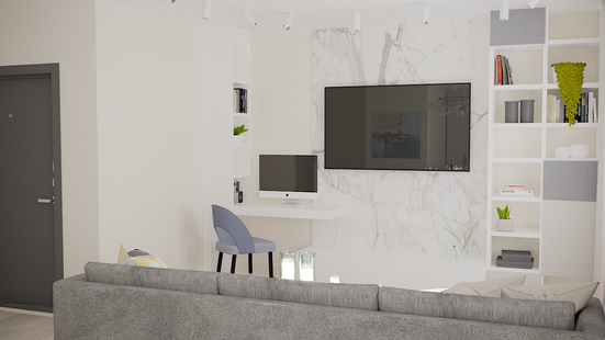 Фото № 2: Дизайн-проект двухкомнатной квартиры 67.75  м² стиль Модернизм для ЖК Московский