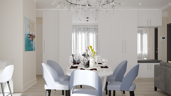 Фото № 6: Дизайн-проект двухкомнатной квартиры 67.75  м² стиль Модернизм для ЖК Московский