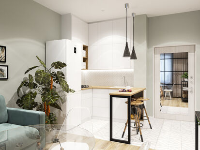 Фото № 5: Дизайн-проект квартиры-студии 30.28  м² Скандинавский стиль для ЖК Московский