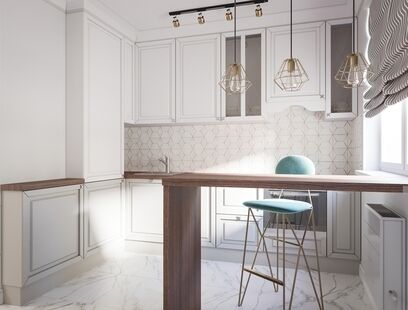 Фото № 2: Дизайн-проект однокомнатной квартиры 41.17  м² стиль Модернизм для ЖК Московский