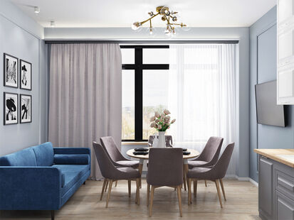 Фото № 1: Дизайн-проект однокомнатной квартиры 38.11  м² Стиль Современная классика для ЖК Силвер