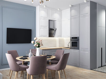 Фото № 3: Дизайн-проект однокомнатной квартиры 38.11  м² Стиль Современная классика для ЖК Силвер