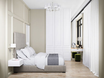 Фото № 2: Дизайн-проект однокомнатной квартиры 38.11  м² Стиль Современная классика для ЖК Силвер