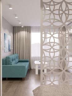 Фото № 3: Дизайн-проект однокомнатной квартиры 33.97  м² Стиль Минимализм для ЖК Московский