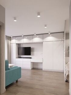 Фото № 6: Дизайн-проект однокомнатной квартиры 33.97  м² Стиль Минимализм для ЖК Московский