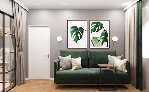 Фото № 1: Дизайн-проект однокомнатной квартиры 35.46  м² Скандинавский стиль для ЖК Красногорский