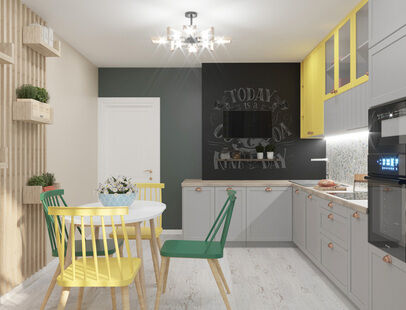 Фото № 5: Дизайн-проект трехкомнатной квартиры 83.99  м² Стиль Фьюжн для ЖК Московский