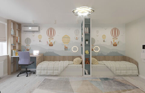 Фото № 2: Дизайн-проект трехкомнатной квартиры 83.99  м² Стиль Фьюжн для ЖК Московский